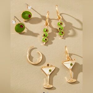 Anthropologie Gold and Green Martini Earrings